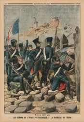 Vor hundert Jahren, die Studenten der Ecole Polytechnique an der Barriere du Trone, Rückseitige Illustration aus 