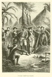 Ein menschlicher Schädel wurde gefunden (Stich)