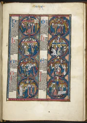 Add MS Harley 1527, f.105r, Miniaturen aus der Bible moralisée
