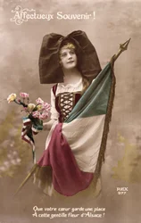 Zärtliche Erinnerung! Lass dein Herz einen Platz für diese süße Blume des Elsass bewahren!, Postkarte, 1914-18