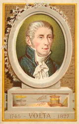 Alessandro Volta, italienischer Physiker (Chromolitho)