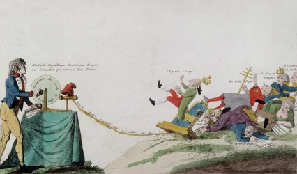 Allegorie der Französischen Revolution, die alle Throne der gekrönten Räuber entfernt