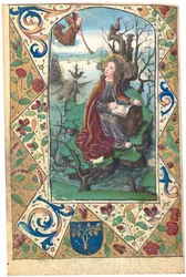 Ein Engel erscheint Maria Magdalena in der Wildnis, Illustration aus dem Stundenbuch, Gebrauch von Rom