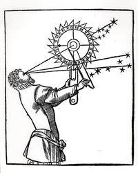 Ein Astrolabium, Illustration aus Cosmographia von Petrus Apianus (1495-1552), veröffentlicht in Paris von Vivant Gualtherot, 1551