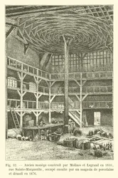 Ehemalige Reithalle, erbaut von Molinos und Legrand im Jahr 1810, Rue Sainte-Marguerite, später von einem Porzellangeschäft genutzt und 1876 abgerissen