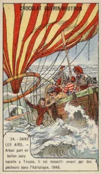 Arban wird von Fischern gerettet, nachdem sein Ballon in der Adria abgestürzt ist