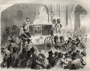 Verhaftung von Louis Alibaud nach seinem Attentat auf Louis-Philippe I. (1773-1850), König der Franzosen, am 25. Juni