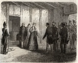 Verhaftung der Herzogin von Berry (1798-1870 Marie-Caroline de Bourbon-Sicily) in Nantes am 7. November