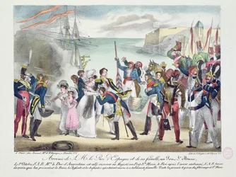 Ankunft Seiner Majestät Ferdinand VII. und seiner Familie in Porte Sainte Marie, 1. Oktober 1823, 1823