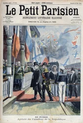 Ankunft des Präsidenten der Französischen Republik Emile Loubet (1838-1929) in Russland, in „Le Petit Parisien“.