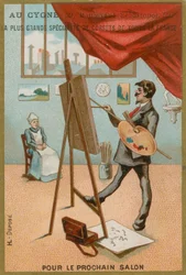 Künstler malt eine sitzende Frau