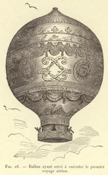 Ballon, der für die erste Luftreise verwendet wurde (Gravur)