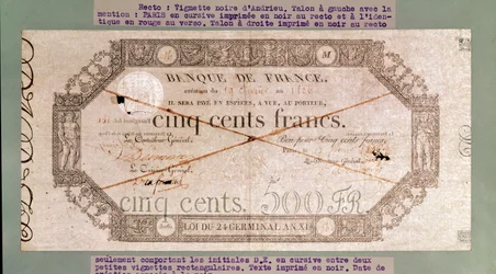 Banknote für 500 Francs vom 24. Germinal des Jahres XI, 1806