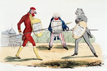 Einzelkampf (Duell zwischen den Zeitungen „La Gazette“, „Le Moniteur“ und „Daily“) - in „La Silhouette“