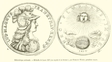 Nationalbibliothek, Medaille von Ludwig XIV., in Silber und Bronze (Stich)
