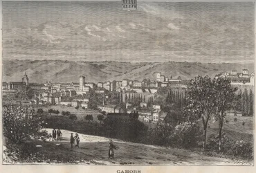 Cahors - Lot - Midi-Pyrenees (Stich in „La France illustree: geographie, histoire, administration statistique“ von V.A. Malt-Brown. 1884)