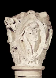 Kapitel, das den dritten Schlüssel des Plainsongs mit einem Lautenspieler darstellt, ca. 1095