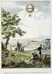 Gefangener Aerostat von Jean Marie Joseph Coutelle (1748-1835), vor der belagerten Mainz
