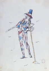 Karikatur, die französische aristokratische Emigranten satirisch darstellt, ca. 1792