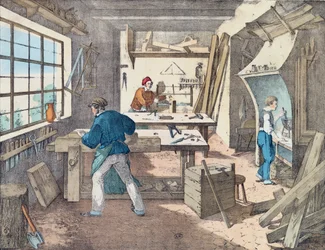 Zimmermannswerkstatt, ca. 1860