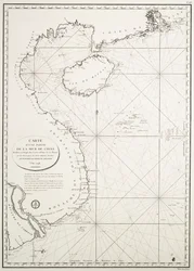 Karte eines Teils des Chinesischen Meeres, erstellt im Depot des Karten- und Planarchivs der Marine, basierend auf den Beobachtungen von Vizeadmiral Rosili, veröffentlicht im Jahr 1798