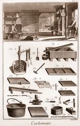 Cartonnier - Werkstatt zur Herstellung von Karton - „Die Große Enzyklopädie, oder Dictionnaire Raisonne des Sciences, des Arts et des Metiers“ von Denis Diderot und Jean d