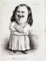 Karikatur von Honore de Balzac (1799-1850) und Mönch - in „Charivari“ vom 12.10.1838 B.H.V.P.
