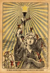 Karikatur für die Kirche, "nächtliche Insekten wollen die Sonne der Religionsfreiheit verschlechtern", im politischen Streit, der Frankreich zu Beginn des 20. Jahrhunderts über die Laizisierung der Institutionen im Kontext der Trennung von Kirche und St