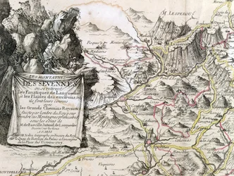 Kartusche aus einer Karte der Cevennen-Region, 1703