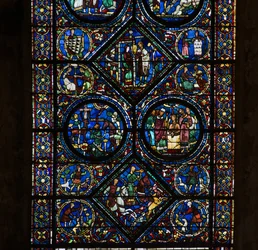 Kathedrale von Chartres, Buntglasfenster: Leben des Heiligen Eustachius, unteres Detail