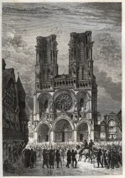 Kathedrale Notre-Dame de Laon (1150-1180), Aisne - Laon-Kathedrale - Gravur aus „L