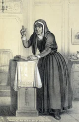 Catherine Théot - in „Galerie historique de la Revolution Française“ von Albert Maurin, Paris 1843