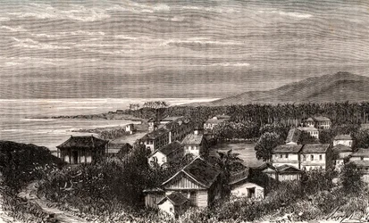 Cayenne - Gemeinde in Übersee-Guyana - Gravur in „La France illustree: Geographie, Geschichte, statistische Verwaltung“ von V.A. Malt-Brown. 1884