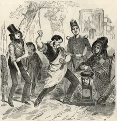 Champs-Elysees - Dynamometer - Gravur in „Tableau-de-Paris“ von Edmond Texier 1852.