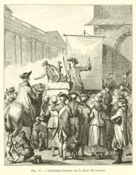 Französischer Scharlatan auf dem Place du Louvre