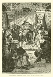 Karl der Große leitet die Palastschule