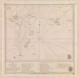 Karte des Archipels nördlich von Mauritius, erstellt 1776 von M le Victe Grenier Leutnant in der französischen Marine [einschließlich Seychellen, südlichste Malediven, Mauritius-Gruppe & Chagos-Archipel]