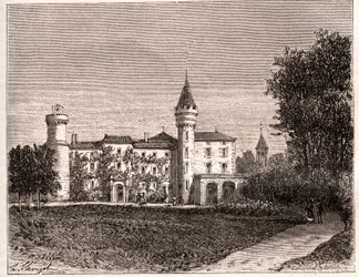 Schloss Lamartine - 71520 Saint Point - Gravur in „La France illustrée: géographie, histoire, administration statistique“ von V.A. Malt-Brown. 1884
