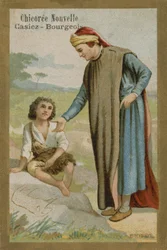 Chicorée Nouvelle Werbekarte, Cimabue entdeckt Giotto