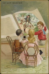 Kinder lesen übergroßes Buch