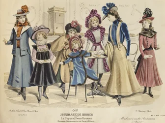 Kinderkostüme, Illustration aus Journaux de Mode, Oktober 1898 (Farbstich)
