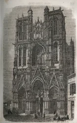 Kirche Saint-Vulfran (Saint Vulfran) ehemalige Kollegiatkirche in Abbeville im Département Somme in Frankreich - Gravur in „Histoire de France“ von Victor Duruy (1811-1894) - 1882