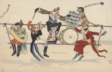 Zirkusszene, aus einer Reihe von zusammenhängenden Postkarten