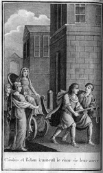 Kleobis und Biton, argivische Zwillingsbrüder, Söhne von Kydippe, Priesterin der Hera. Sie sind das Symbol der kindlichen Liebe. Sie sterben vor Erschöpfung, nachdem sie den Wagen ihrer Mutter von Argos zum Heiligtum der Hera bei Mykene gezogen haben. In „