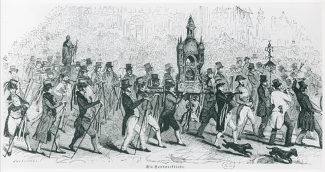 Gefährten der Tour de France feiern, um 1845