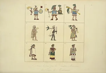 Kostüme, entworfen von den mexikanischen Malern zur Zeit von Montezuma, Illustration aus 