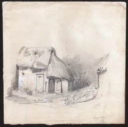 Hütte in Frankreich (Zeichnung, ca. 1830)