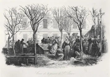 Hof des Pariser St. Lazare-Gefängnisses, ca. 1840