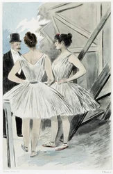 Tänzer hinter den Kulissen des Theaters (in „Unsere Zeitgenossen“ von Octave Uzanne)