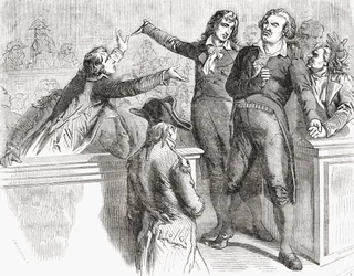 Danton und Desmoulins verteidigen sich vor dem Konvent, 30. März 1794, aus 